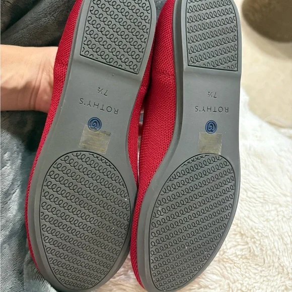 Rothy's Vibrant Red Flats with Blue Accents - Picture 4 of 4